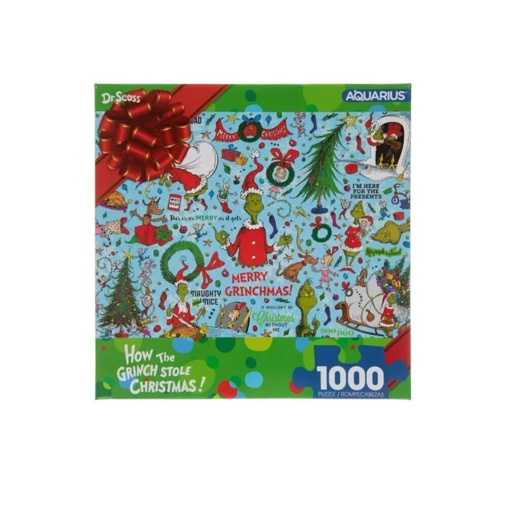 Dr. Seuss How The Grinch Stole Christmas Aquarius 1000 Piece Jigsaw Puzzle, New